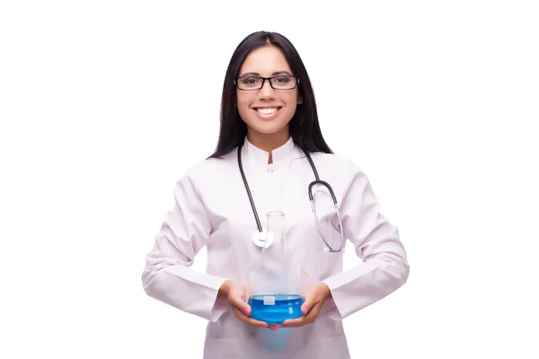 Doctora joven en concepto médico aislada en blanco — Foto de Stock