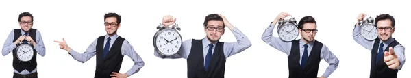 Collage de hombre de negocios con reloj en blanco —  Fotos de Stock