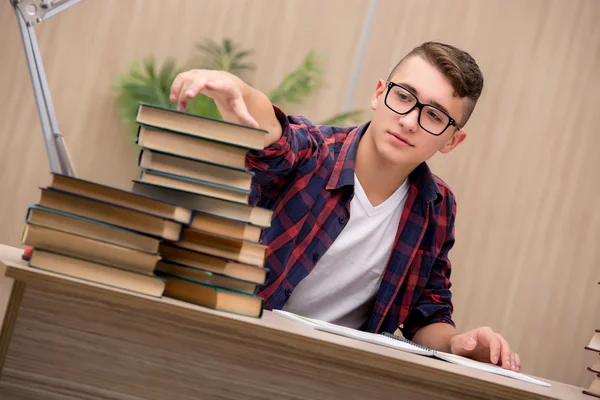 Jonge student bereidt zich voor op schoolexamens — Stockfoto