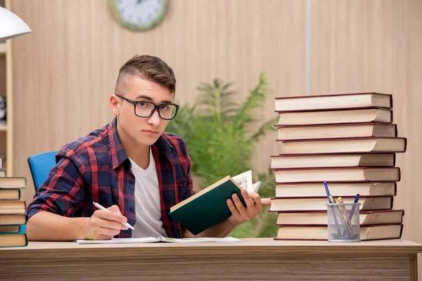 Jovem estudante se preparando para os exames escolares — Fotografia de Stock