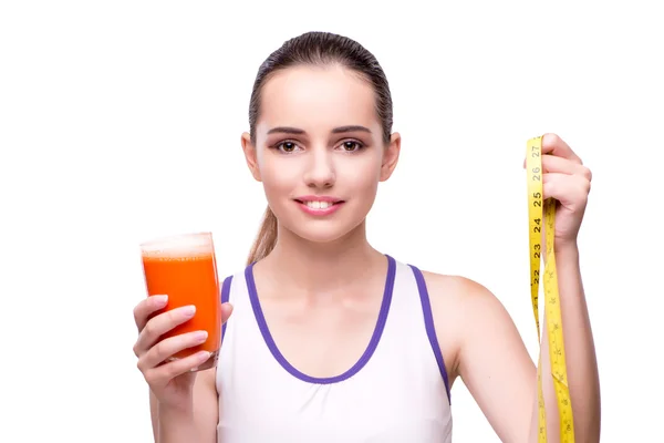 Woman with glass of juice and drink — Stock Photo, Image