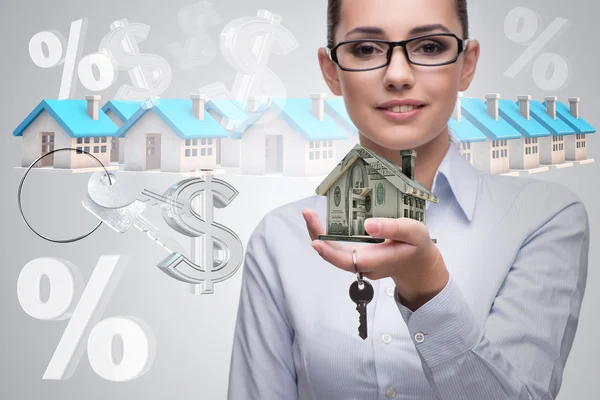 Businesswoman in real estate mortgage concept