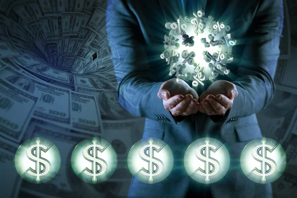 Man in american dollar concept — Stock Photo, Image