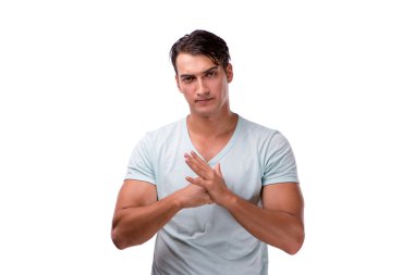 Yakışıklı delikanlı beyaz arka plan üzerinde izole