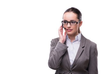 Beyaz izole kadın yardım masası işleci