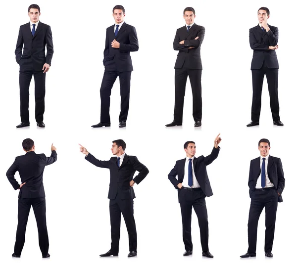 Collage di uomo d'affari isolato su bianco — Foto Stock