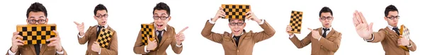 하얀 위에 고립된 재미있는 체스 선수 — 스톡 사진