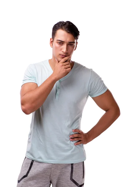 Fiatal jóképű férfi elszigetelt fehér background — Stock Fotó