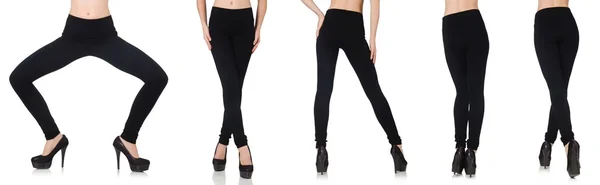 Zwarte leggings in beauty fashion concept geïsoleerd op wit — Stockfoto