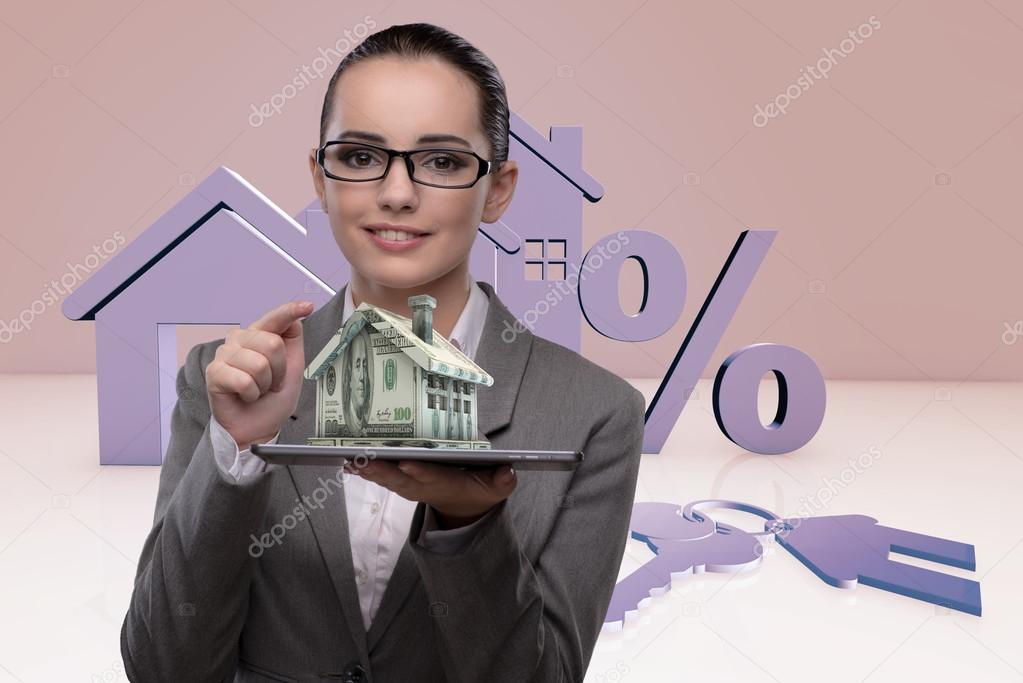 Businesswoman in mortgage business concept