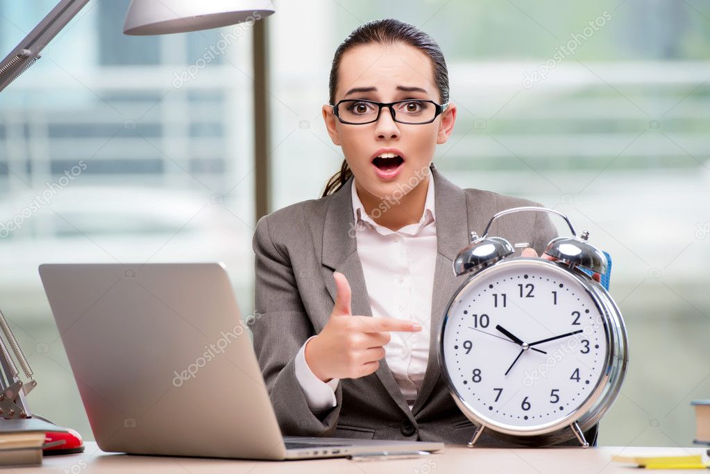 Businesswoman failing to meet challenging deadlines