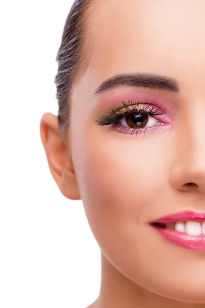 Hermosa mujer en maquillaje concepto aislado en blanco —  Fotos de Stock