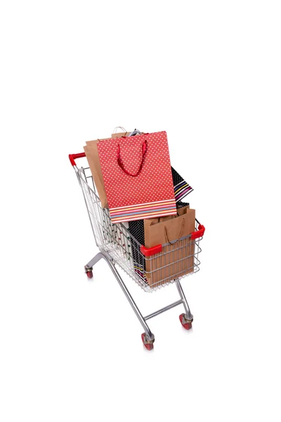 Shopping cart vagn isolerat på den vita bakgrunden — Stockfoto