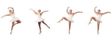 Beyaz bale etekli adam izole edilmiş.