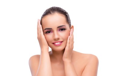 Beyaz izole kavramı makyaj güzel kadın