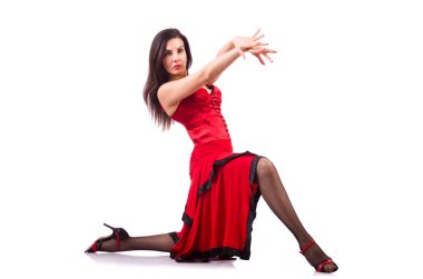 Geleneksel İspanyol dansı yapan bir kadın.