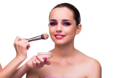 Kadın beyaz izole makyaj almak