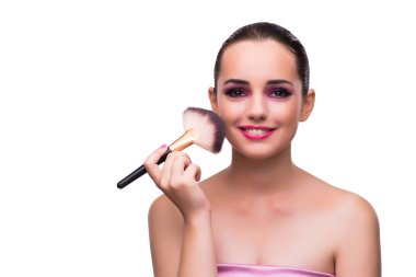 Kadın beyaz izole makyaj almak