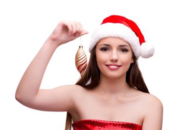 Genç kadın Noel kavramı içinde kar kız kostüm