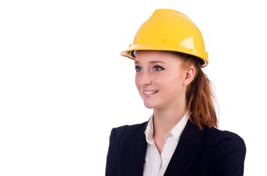 Beyaz arka plan üzerinde izole genç mimar