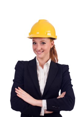 Beyaz arka plan üzerinde izole genç mimar