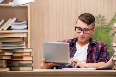 Okul sınavlarına hazırlanan genç bir öğrenci.