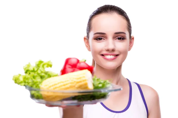 Mujer en concepto de alimentación saludable — Foto de Stock