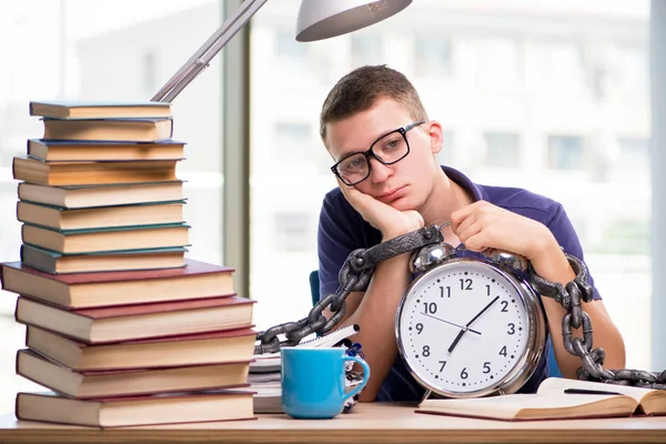 Jonge student bereidt zich voor op schoolexamens — Stockfoto