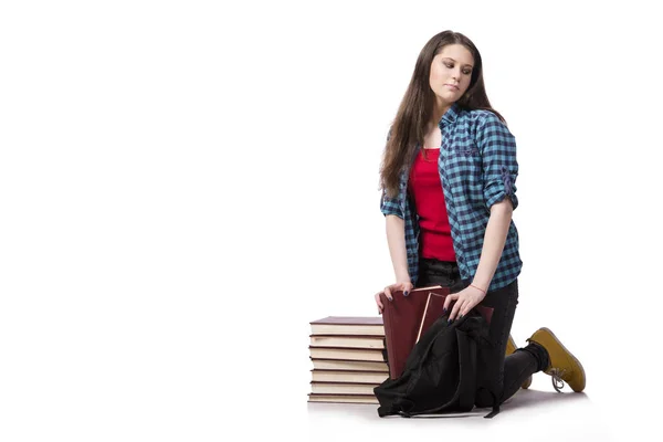 Junge Studentin bereitet sich auf Schulprüfungen vor — Stockfoto