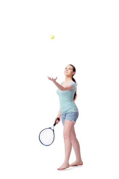 Young woman in sports concept isolated on the white — Stock Photo, Image