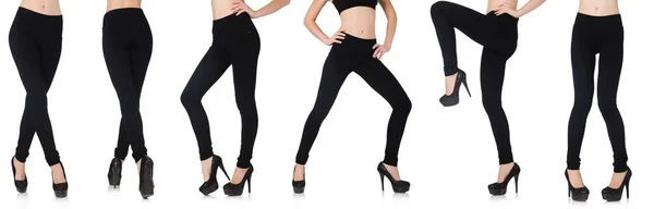 Svart leggings i skönhet mode koncept isolerad på vitt — Stockfoto