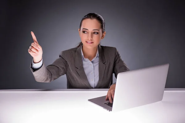 Businesswoman with laptop in business concept — Stock Photo, Image