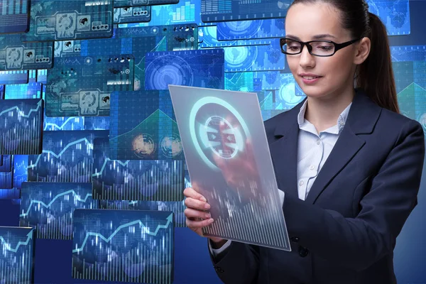 Businesswoman in data mining concept — Stock Photo, Image