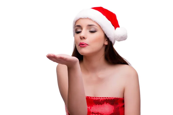 Joven santa chica en el concepto de Navidad aislado en blanco —  Fotos de Stock