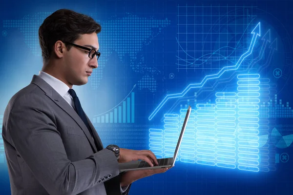 Businessman in stock exchange trading concept — Stock Photo, Image