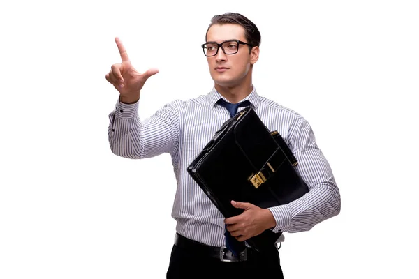 Jovem empresário em conceito de negócio isolado em branco — Fotografia de Stock