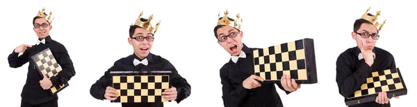 Vicces sakkozó elszigetelt fehér — Stock Fotó