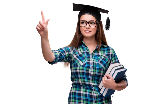 Jovem estudante isolado no fundo branco — Fotografia de Stock