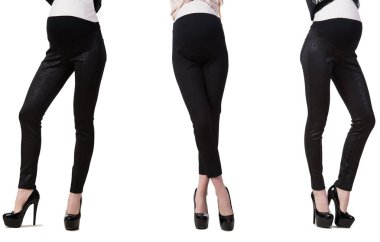 Karmaşık görüntülü hamile kadın beyazda izole edilmiş.