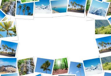 Çeşitli doğa fotoğrafları yapılmış çerçeve