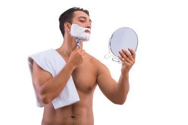 Beyaz arka plan üzerinde izole tıraş dostum