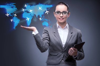 İşkadını hava seyahat konsepti
