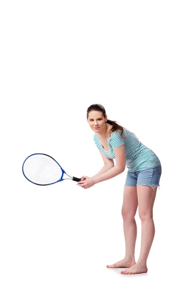 Young woman in sports concept isolated on the white — Stock Photo, Image