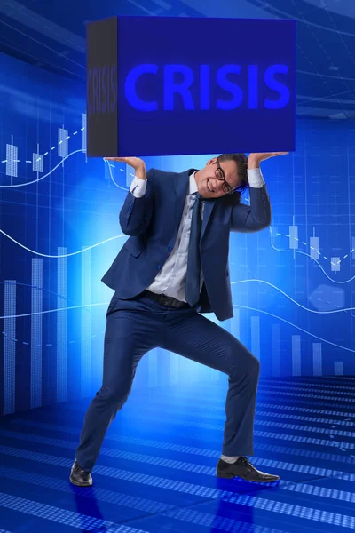 Zakenman in crisisbedrijfsconcept — Stockfoto