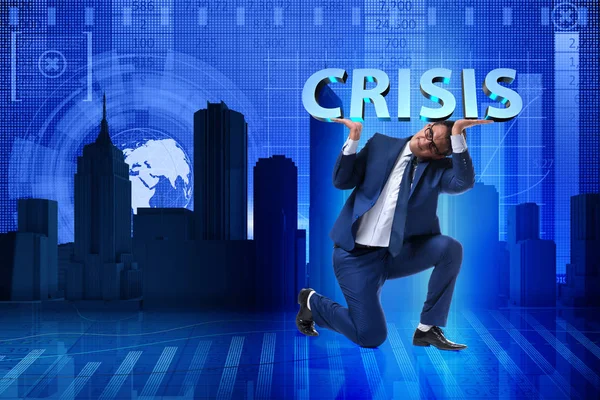 Businessman in crisis business concept — Stock Photo, Image