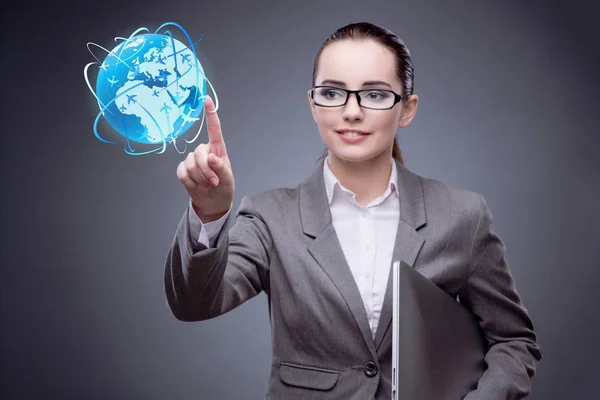 Businesswoman in air travel concept — Stock Photo, Image