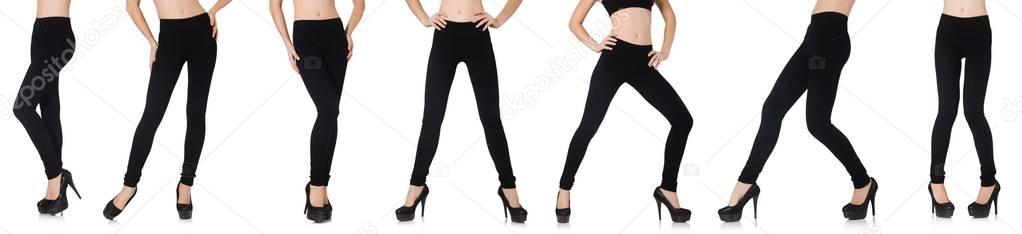 Black leggings in beauty fashion concept isolated on white