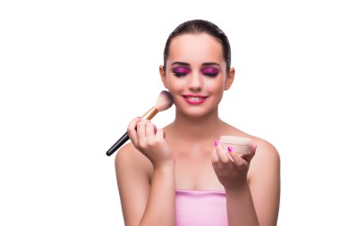 Kadın beyaz izole makyaj almak