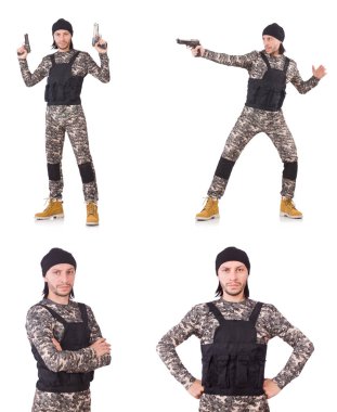 Silahlı asker beyazı izole etti.