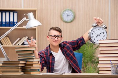 Okul sınavlarına hazırlanan genç bir öğrenci.